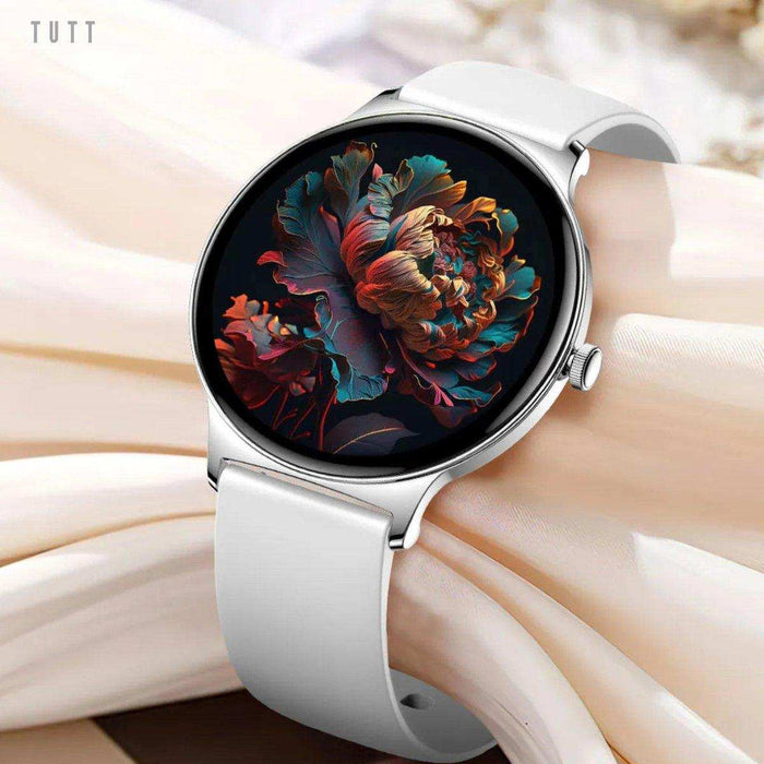 TUTT Classic Smartwatch for Women Men AMOLED 1.43” | Ultra-Thin Frame | Always-on-Display | Fitness Health Tracker V89 Pro | Two Straps: Steel & Rubber | Smart Watch for Android iOS - TUTT