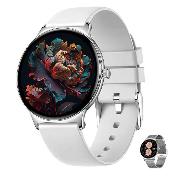 TUTT Classic Smartwatch for Women Men AMOLED 1.43” | Ultra-Thin Frame | Always-on-Display | Fitness Health Tracker V89 Pro | Two Straps: Steel & Rubber | Smart Watch for Android iOS - TUTT