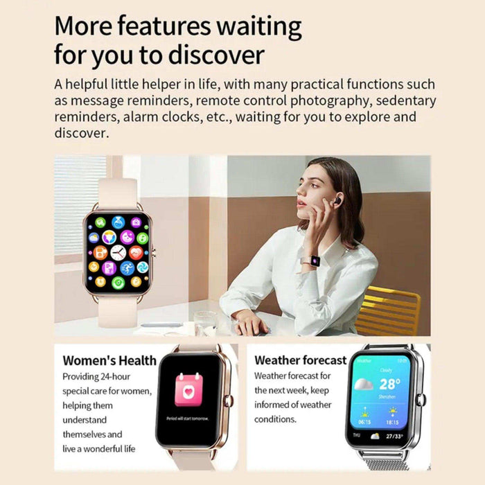 TUTT Classic Smartwatch Men Women AMOLED Touch Screen 1.65 Inch BT Calling Smart Watch Fitness Sports Tracker Rubber Straps DA2 - TUTT
