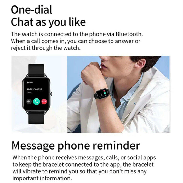 TUTT Classic Smartwatch Men Women AMOLED Touch Screen 1.65 Inch BT Calling Smart Watch Fitness Sports Tracker Rubber Straps DA2 - TUTT