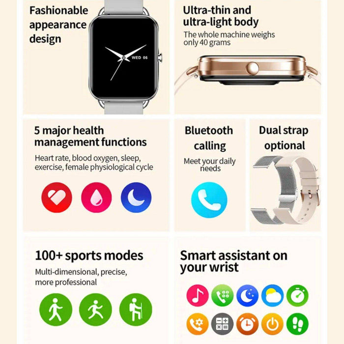 TUTT Classic Smartwatch Men Women AMOLED Touch Screen 1.65 Inch BT Calling Smart Watch Fitness Sports Tracker Rubber Straps DA2 - TUTT