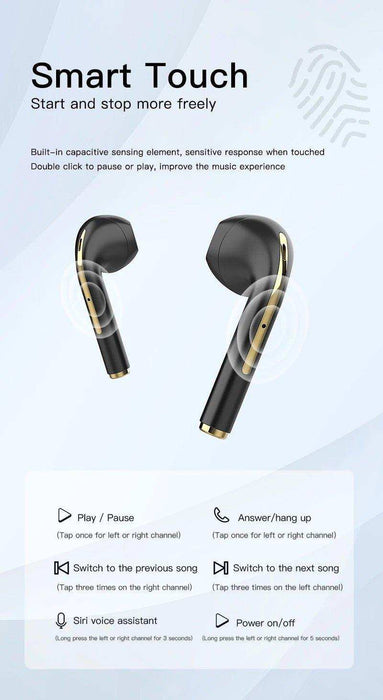 TUTT Classic Wireless Earbuds, Mini Bluetooth 5.3 Headphones HiFi Stereo, Wireless Earphones with ENC Noise Cancelling Mic, Touch Control, Type-C Charging, IPX7 Waterproof in Ear - TUTT