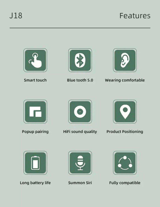 TUTT Classic Wireless Earbuds, Mini Bluetooth 5.3 Headphones HiFi Stereo, Wireless Earphones with ENC Noise Cancelling Mic, Touch Control, Type-C Charging, IPX7 Waterproof in Ear - TUTT