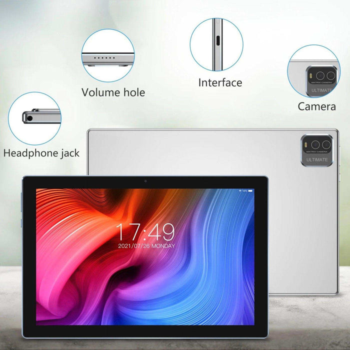 TUTT 10” Tablet Android 13 Keyboard, Mouse, Case, Stylus, 128GB ROM+12GB RAM | Dual Camera CP20 128GB SanDisk - TUTT