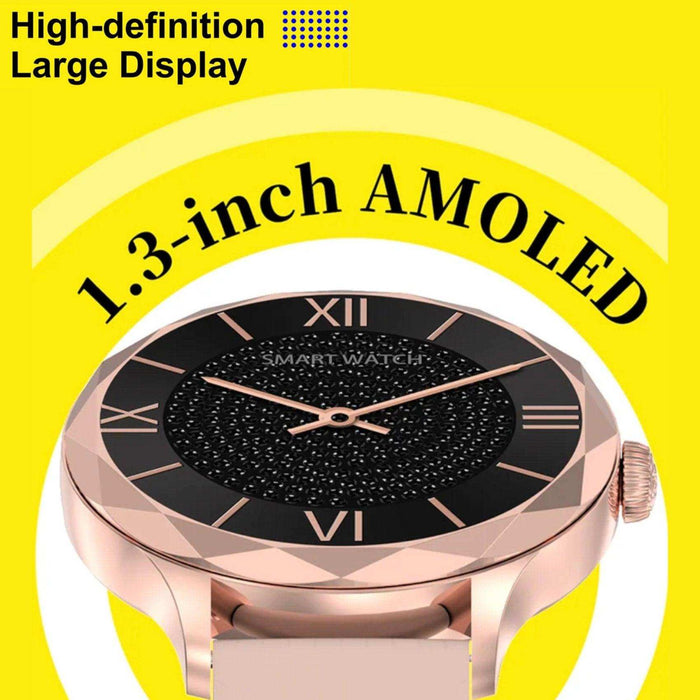 TUTT DT Women Diamond AMOLED Screen SmartWatch for Ladies Reloj Inteligente Fitness Sport Health Smart Watch Steel Straps - TUTT
