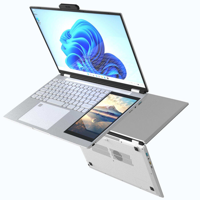 TUTT E156D 15.6" Laptop IPS Dual Screen 7” Mini Touch Screen Silver (1 TB SSD/ 32 GB RAM) | Intel® N95 CPU, Dual-band 2.4G/5G WIFI BacklitKeyboard | Windows 11 Pro with Mouse - TUTT