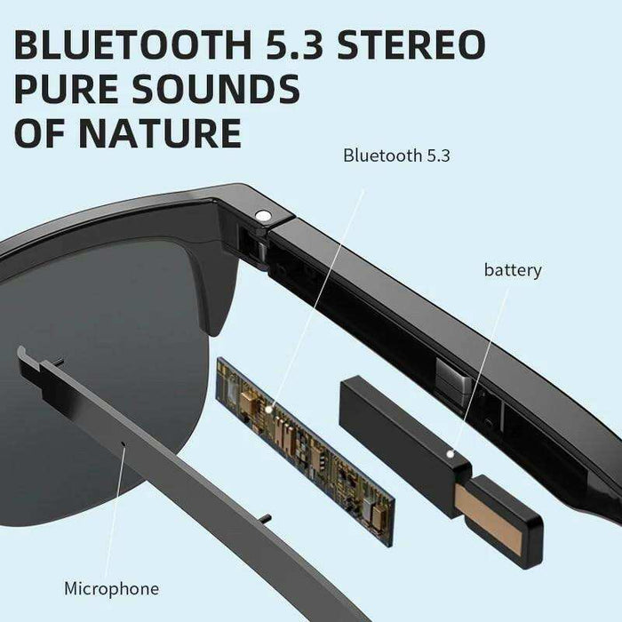 TUTT F6 Bluetooth Smart Sunglasses | Microphone | TR90 Frame | HD UV Protection Wireless Call & Music | Anti Blue Ray | Touch Control | Blue Ray Test Kit | Gift for Men Women - TUTT
