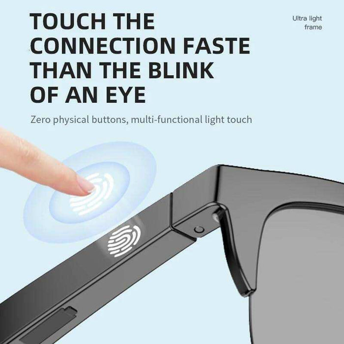 TUTT F6 Bluetooth Smart Sunglasses | Microphone | TR90 Frame | HD UV Protection Wireless Call & Music | Anti Blue Ray | Touch Control | Blue Ray Test Kit | Gift for Men Women - TUTT