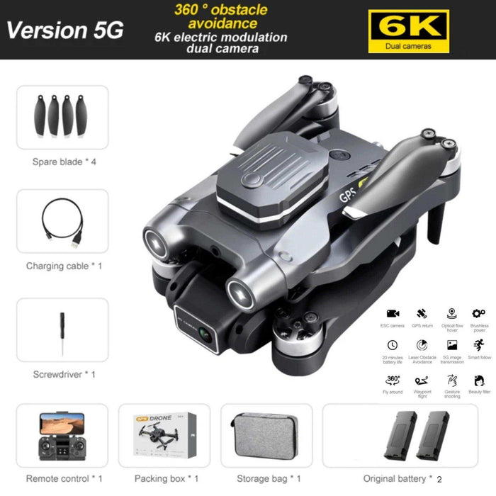 TUTT H25 4K HD GPS Mini Drone for Foldable RC Quadcopter, 5G Transmission 20 Flight Time, Brushless Motor, Auto return, Follow & Orbit & Pointway Intelligence 3D Flip Modes 2* Batt - TUTT