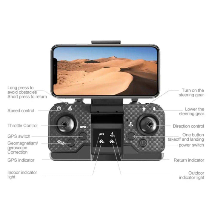 TUTT H25 4K HD GPS Mini Drone for Foldable RC Quadcopter, 5G Transmission 20 Flight Time, Brushless Motor, Auto return, Follow & Orbit & Pointway Intelligence 3D Flip Modes 2* Batt - TUTT