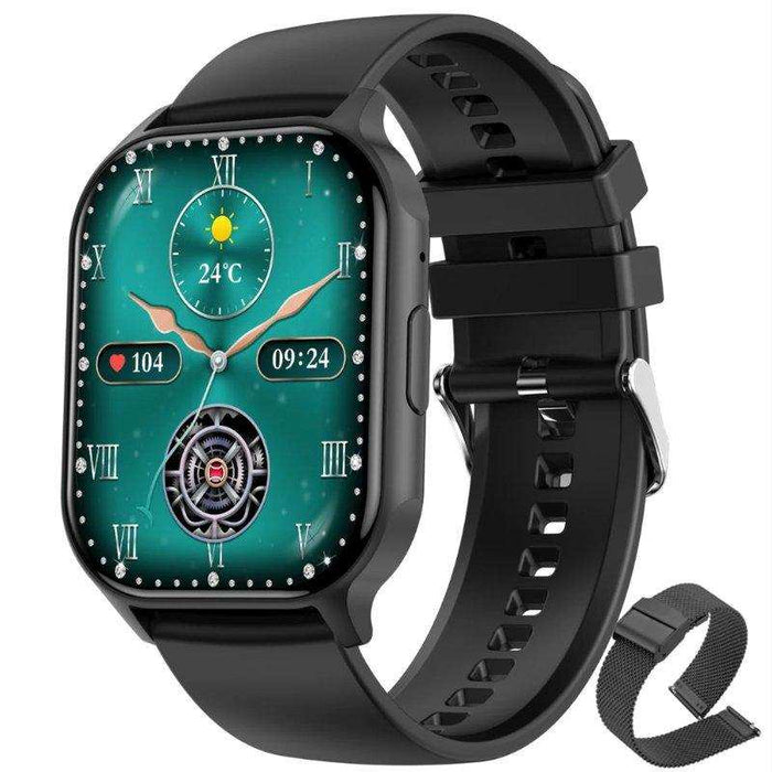 TUTT H6 AMOLED 2.04” Screen Classic Smart Watch | NFC | GPS Exercise SpO2 Stress & Sleep Monitoring | Calorie & Activity Tracker IP67 Men Women Smartwatch Two Straps - TUTT