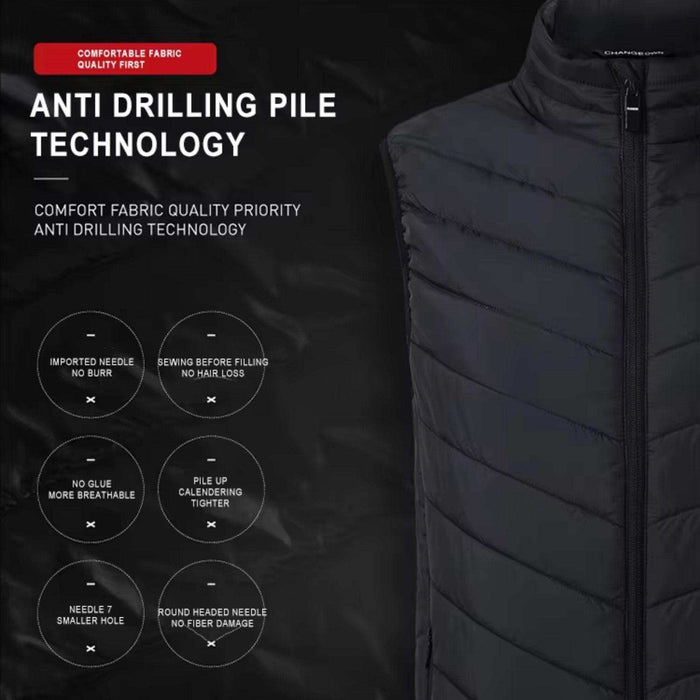 TUTT Heated Vest Jacket Unisex 9 Heat Zones | 10,000 mAh Power Bank | 3 Temperature Levels | Electric Heating Clothing | One Size Large - TUTT