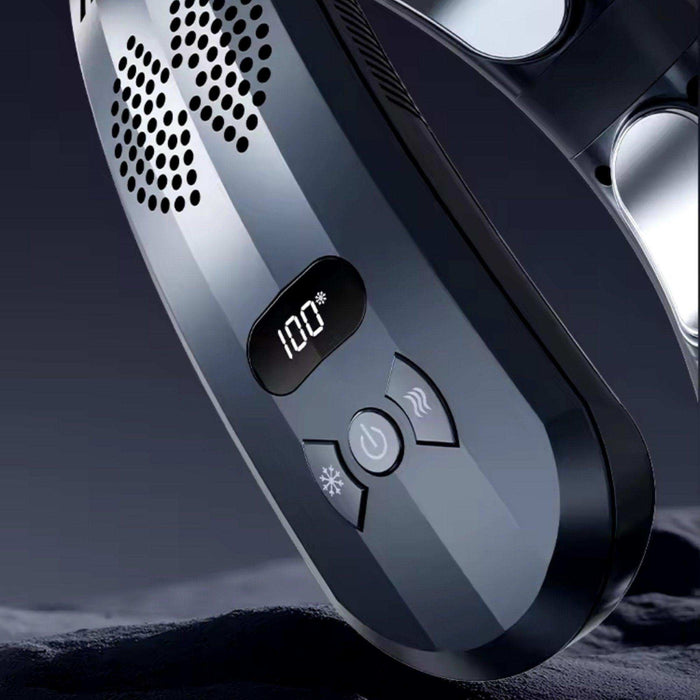 TUTT Heating and Cooling Neck Fan | 3 Semiconductor Plates | 6000 mAh 2 in 1 Wearable Air Conditioner | Metal Shell | Navy Blue - TUTT