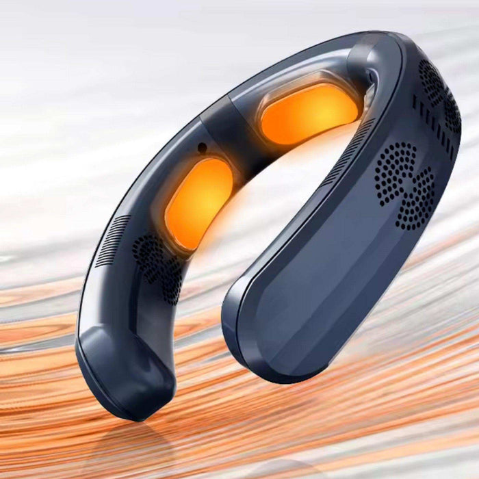 TUTT Heating and Cooling Neck Fan | 3 Semiconductor Plates | 6000 mAh 2 in 1 Wearable Air Conditioner | Metal Shell | Navy Blue - TUTT