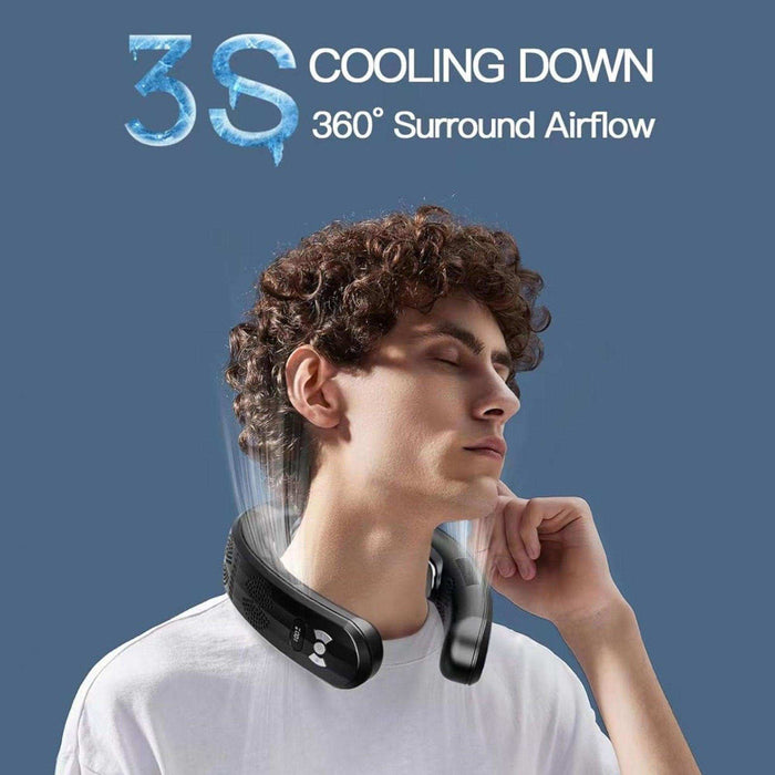 TUTT Heating and Cooling Neck Fan | 3 Semiconductor Plates | 6000 mAh 2 in 1 Wearable Air Conditioner | Metal Shell | Navy Blue - TUTT