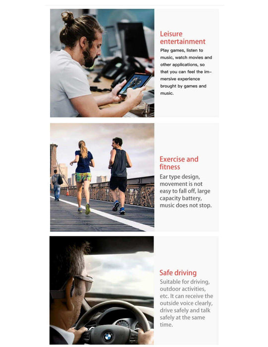 TUTT K08 Headphones with Bone Conduction Earphone Wireless Headset TWS Sports Waterproof Open Ear - TUTT