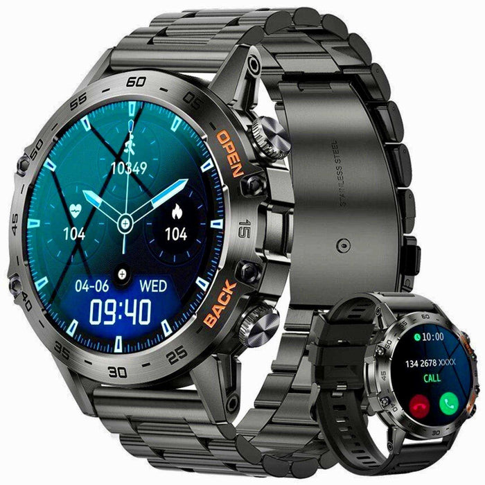 TUTT K52 LIGE Metal Case | Military Rugged Smart Watch, 1.39'' HD IP67 Tactical SmartWatch for Men with BT Call Pedometer with 21 Sport Modes Smartwatch 2 Straps (Rubber Metal) - TUTT