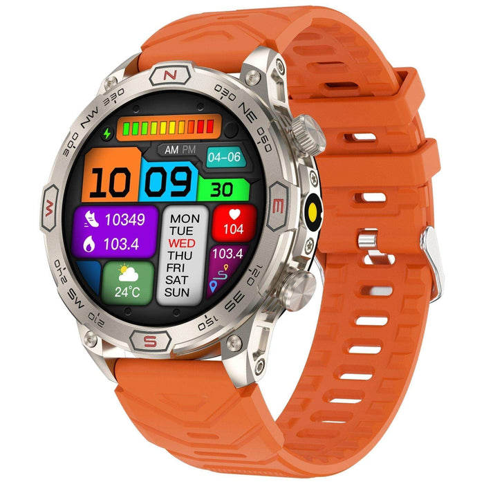 TUTT KC86 AMOLED Zinc Alloy Rugged Outdoor Smart Watch | Compass Barometer Altimeter 1 ATM Waterproof Emergency LED Flashlight | Sport Health Monitor Men Women Long 450 mAh Battery - TUTT
