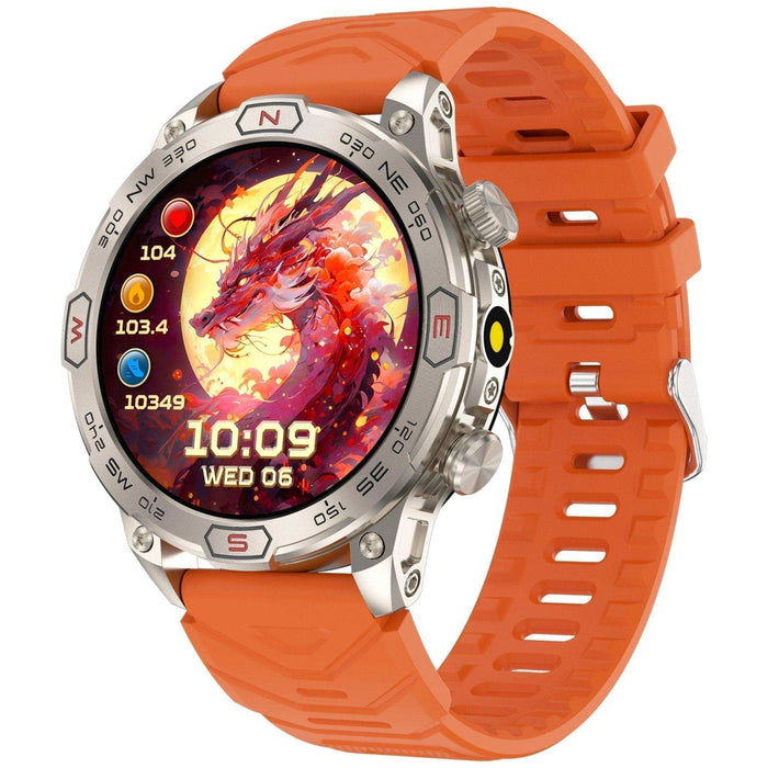 TUTT KC86 AMOLED Zinc Alloy Rugged Outdoor Smart Watch | Compass Barometer Altimeter 1 ATM Waterproof Emergency LED Flashlight | Sport Health Monitor Men Women Long 450 mAh Battery - TUTT