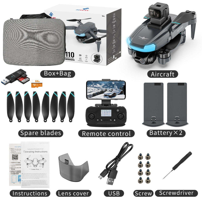 TUTT KF110 Professional 5G MINI Drone Dual 4K Cameras Optical Flow Mechanical + EIS Stabilization 226g Brushless Motor Laser Obstacle Avoidance Follow/Orbit/Waypoint Modes 2* Batteries - TUTT