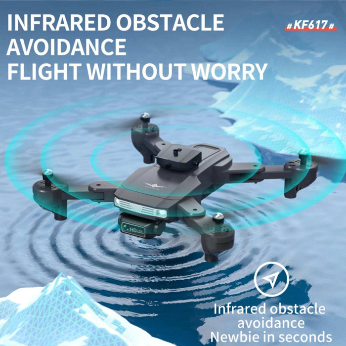 TUTT KF617 Mini Drone 4K Dual Camera Drone Infrared Obstacle Avoidance Optical Flow Foldable Quadcopter Height Hold Follow, Orbit, Waypoint Modes 2* Batteries - TUTT