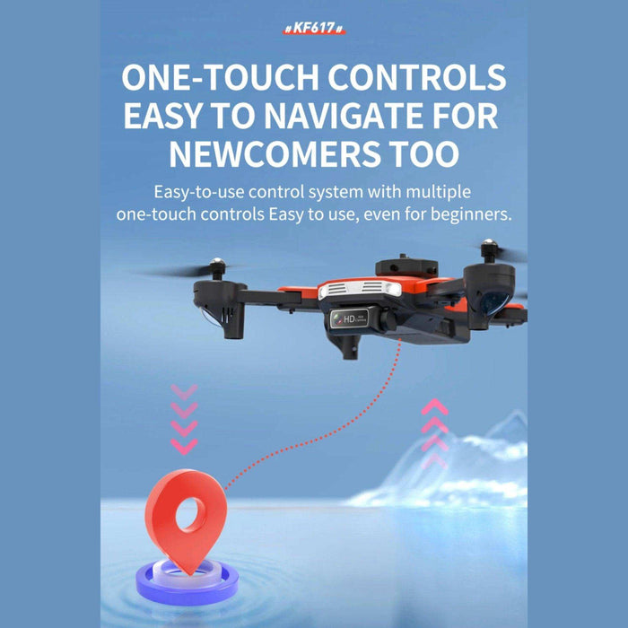 TUTT KF617 Mini Drone 4K Dual Camera Drone Infrared Obstacle Avoidance Optical Flow Foldable Quadcopter Height Hold Follow, Orbit, Waypoint Modes 2* Batteries - TUTT