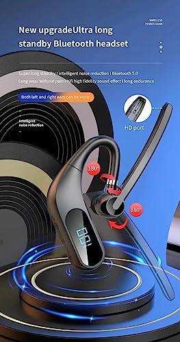 TUTT KJ12 Pro Wireless Single Stereo Headset with Microphone LED Display Stereo Handsfree Single Headset with Microphone for Trucker Business Travel Driving - TUTT