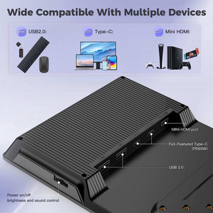 TUTT L1 Portable Laptop Cellphone Monitor Extender 12.3" IPS FHD High Brightness Gaming Touchscreen Dual Speakers Touch Screen Extension for Windows Mac PC Laptop Phone PS5/Switch - TUTT