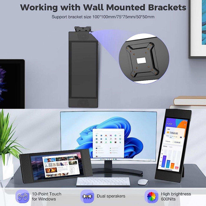 TUTT L1 Portable Laptop Cellphone Monitor Extender 12.3" IPS FHD High Brightness Gaming Touchscreen Dual Speakers Touch Screen Extension for Windows Mac PC Laptop Phone PS5/Switch - TUTT