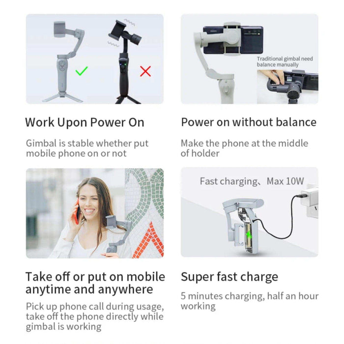 TUTT L7C Pro + AI Module | 3 Axis Smartphone Selfie Stick Phone Gimbal Stabilizer | Auto Face Tracking - TUTT