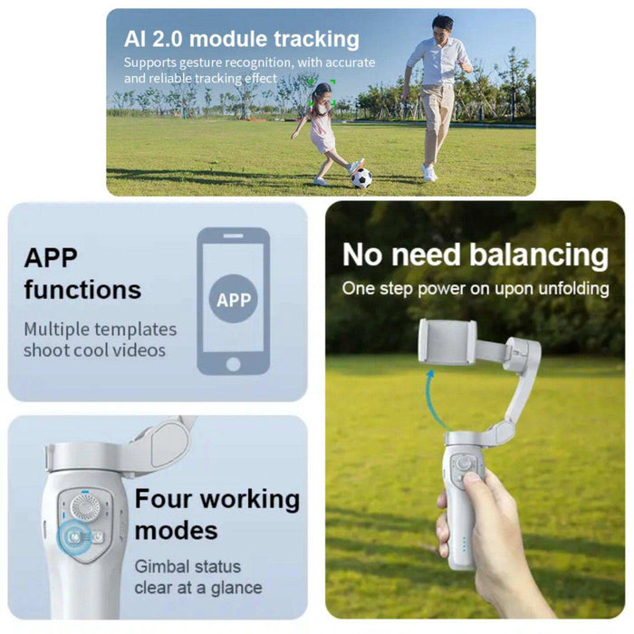 TUTT L7C Pro + AI Module | 3 Axis Smartphone Selfie Stick Phone Gimbal Stabilizer | Auto Face Tracking - TUTT