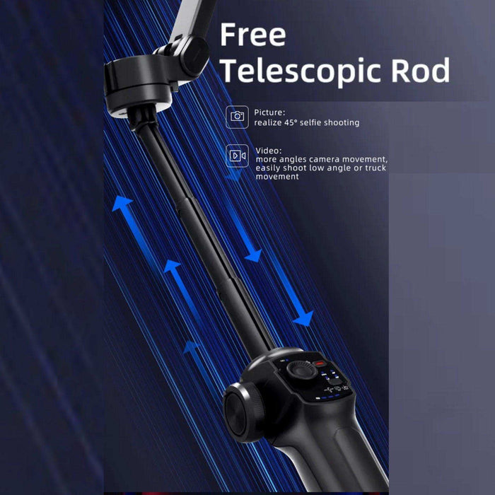 TUTT L9 + AI Module | 3 Axis Pro Handheld Anti-shake Smartphone Selfie Stick Phone Gimbal Stabilizer with Extendable Rod, Light Tripod and AI Auto Face Tracking Module Vlog YouTube - TUTT