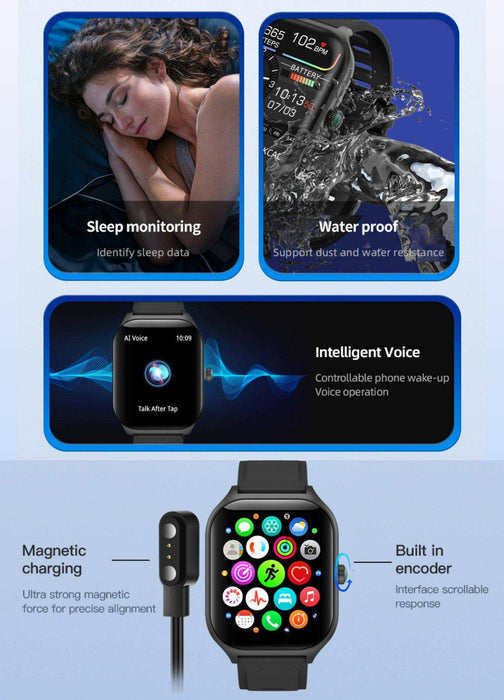 TUTT Smartwatch for Men and Women, 2.01” Dial, Waterproof, Bluetooth Calling, Blood Oxygen & Heart Rate Monitor LX7 - TUTT