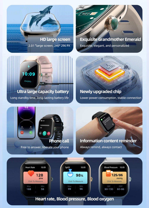 TUTT Smartwatch for Men and Women, 2.01” Dial, Waterproof, Bluetooth Calling, Blood Oxygen & Heart Rate Monitor LX7 - TUTT