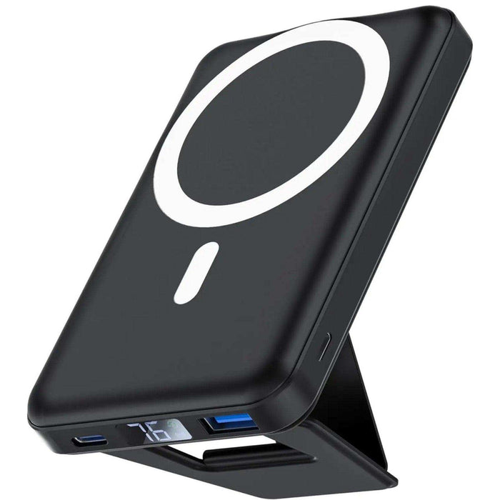 TUTT Magnetic Wireless Portable Power Bank for iPhone 10000mAh Mag-Safe Battery Pack PD 22.5W Fast Charging, Foldable Wireless USB-C LED Display iPhone 15/14/13/12/Pro/Mini/Pro Max - TUTT