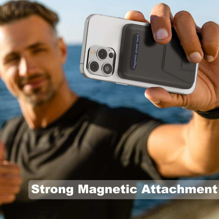 TUTT Magnetic Wireless Portable Power Bank for iPhone 10000mAh Mag-Safe Battery Pack PD 22.5W Fast Charging, Foldable Wireless USB-C LED Display iPhone 15/14/13/12/Pro/Mini/Pro Max - TUTT