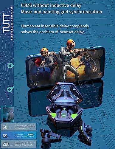 TUTT MD168 TWS Gaming Headset 5.1 65ms Low Latency Wireless Earphone Bass Sports Headphones Gamer Earbuds - TUTT