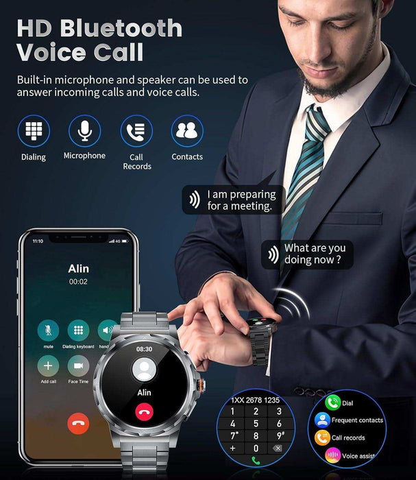 TUTT Military Rugged Smartwatch for Men AMOLED HD Screen Metal Case | 1.43'' HD IP68 Waterproof | Health and Fitness Smart Watch | SL6 LIGE | Rubber & Metal - TUTT