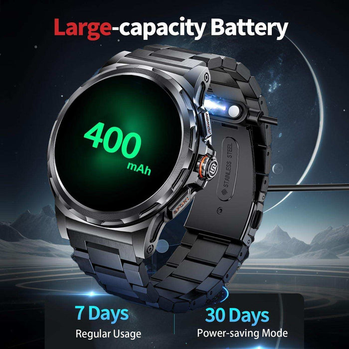 TUTT Military Rugged Smartwatch for Men AMOLED HD Screen Metal Case | 1.43'' HD IP68 Waterproof | Health and Fitness Smart Watch | SL6 LIGE | Rubber & Metal - TUTT