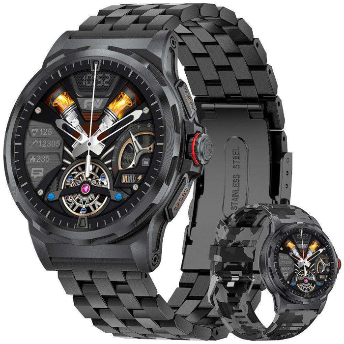 TUTT Military Rugged Smartwatch for Men AMOLED HD Screen Metal Case | 1.43'' HD IP68 Waterproof | Health and Fitness Smart Watch | SL6 LIGE | Rubber & Metal - TUTT