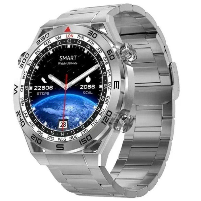 TUTT N1 Men Ultra SmartWatch with IP68 Waterproof NFC | Compass Outdoor WEAR PRO Control Health Fitness Smart Watch Two Straps Black Matt Metal and Rubber - TUTT