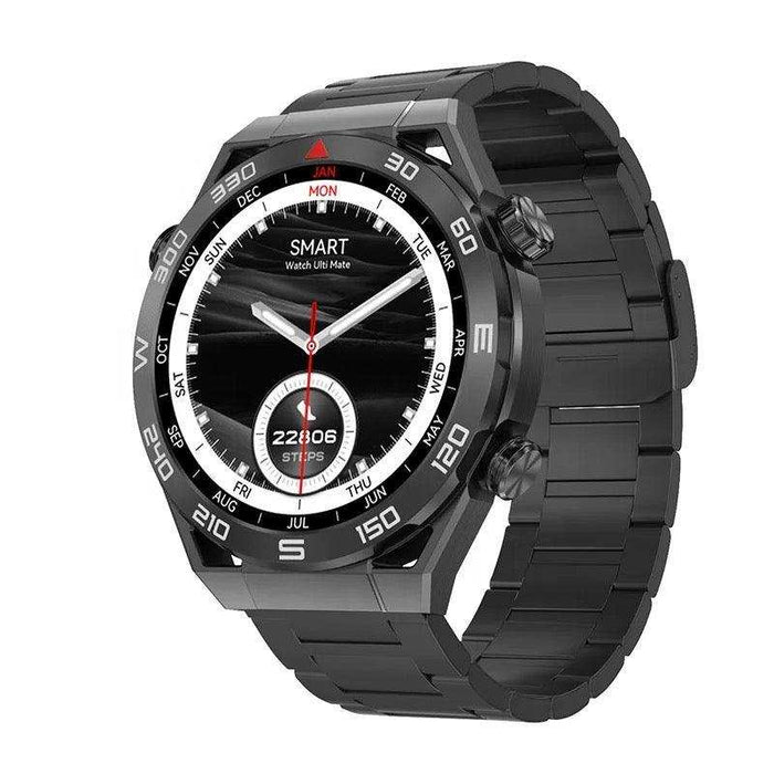 TUTT N1 Men Ultra SmartWatch with IP68 Waterproof NFC | Compass Outdoor WEAR PRO Control Health Fitness Smart Watch Two Straps Black Matt Metal and Rubber - TUTT
