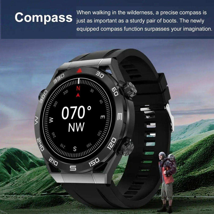 TUTT N1 Men Ultra SmartWatch with IP68 Waterproof NFC | Compass Outdoor WEAR PRO Control Health Fitness Smart Watch Two Straps Black Matt Metal and Rubber - TUTT