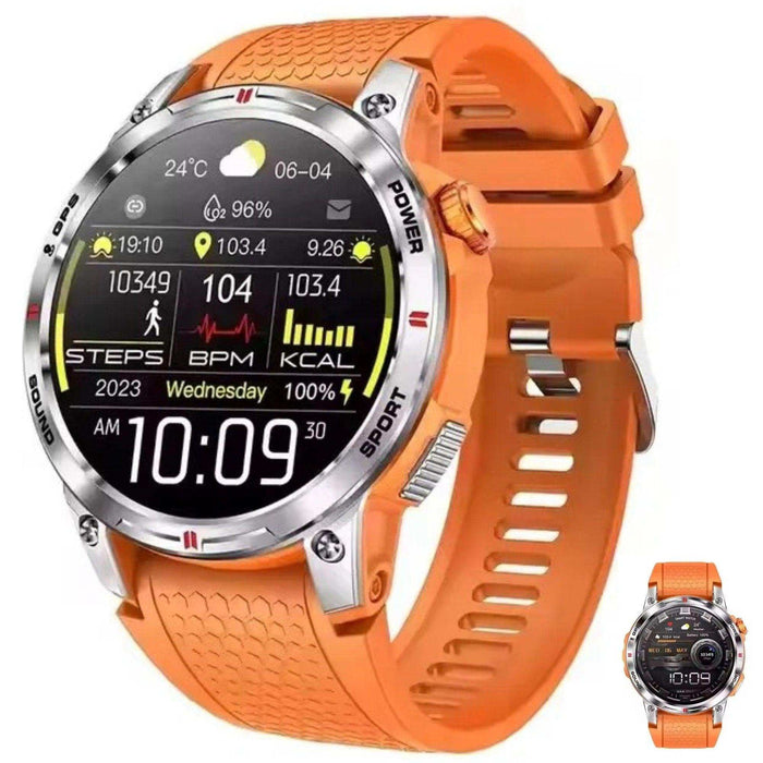 TUTT Rugged Smartwatch for Men Women | Compass GPS Exercise | AMOLED Metal Dial | 2 Military Straps | Always-On Display Long Battery Life | NX18 Pro - TUTT