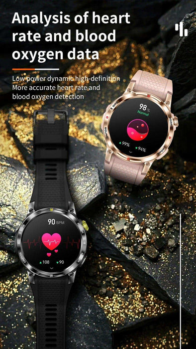 TUTT Rugged Smartwatch for Men Women | Compass GPS Exercise | AMOLED Metal Dial | 2 Military Straps | Always-On Display Long Battery Life | NX18 Pro - TUTT