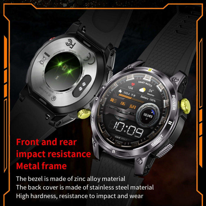 TUTT Rugged Smartwatch for Men Women | Compass GPS Exercise | AMOLED Metal Dial | 2 Military Straps | Always-On Display Long Battery Life | NX18 Pro - TUTT