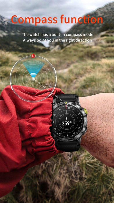 TUTT Rugged Smartwatch for Men Women | Compass GPS Exercise | AMOLED Metal Dial | 2 Military Straps | Always-On Display Long Battery Life | NX18 Pro - TUTT