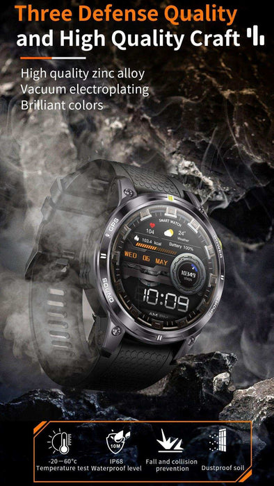 TUTT Rugged Smartwatch for Men Women | Compass GPS Exercise | AMOLED Metal Dial | 2 Military Straps | Always-On Display Long Battery Life | NX18 Pro - TUTT
