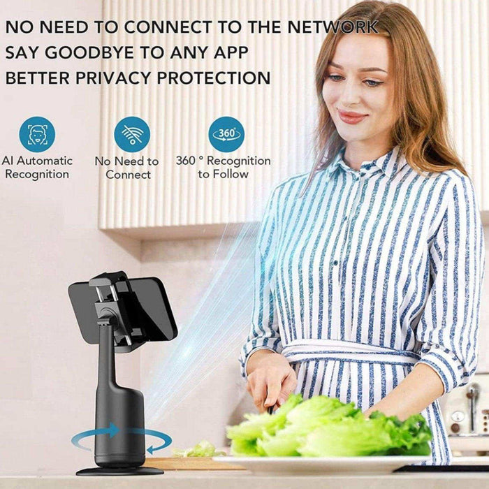 TUTT P1 Selfie Phone Holder Mount | Smart 360° Auto Face Tracking Gimbal Desktop Stabilizer Tripod | Adjustable Lens | No App, Gesture Control | Stable Base Smartphone Live Chat - TUTT