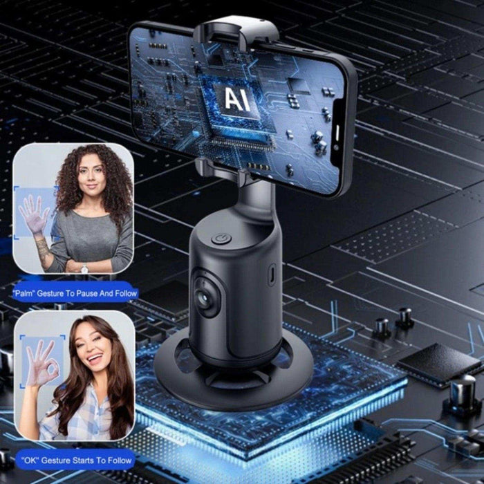 TUTT P1 Selfie Phone Holder Mount | Smart 360° Auto Face Tracking Gimbal Desktop Stabilizer Tripod | Adjustable Lens | No App, Gesture Control | Stable Base Smartphone Live Chat - TUTT